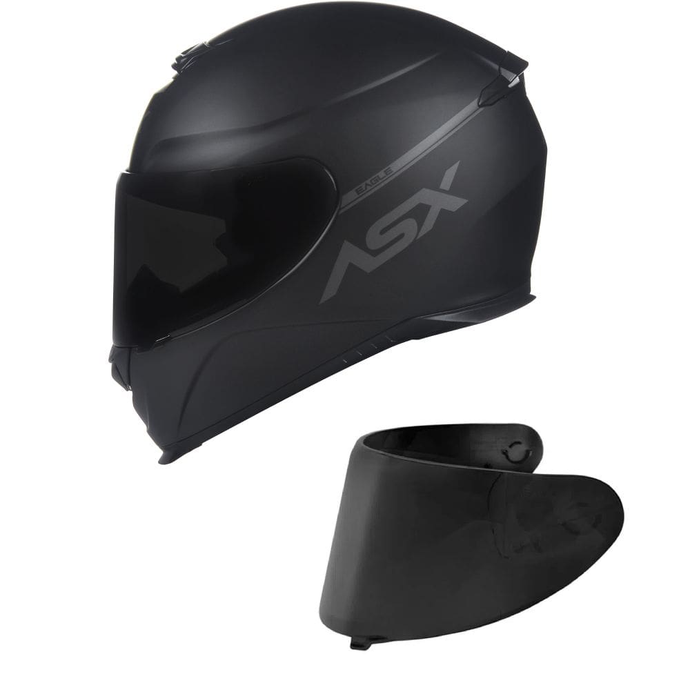 Capacete ASX Eagle Solid Preto Fosco Mais Viseira Fumê