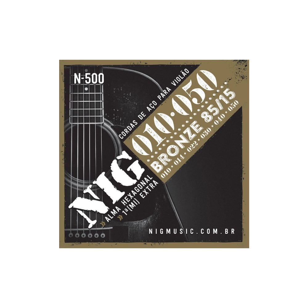 Encordoamento Corda Violão Aço Nig Bronze Alma Hexagonal 010