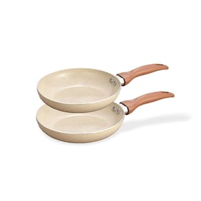 jogo de 2 frigideiras antiaderentes ceramica com aluminio bege - Oikos