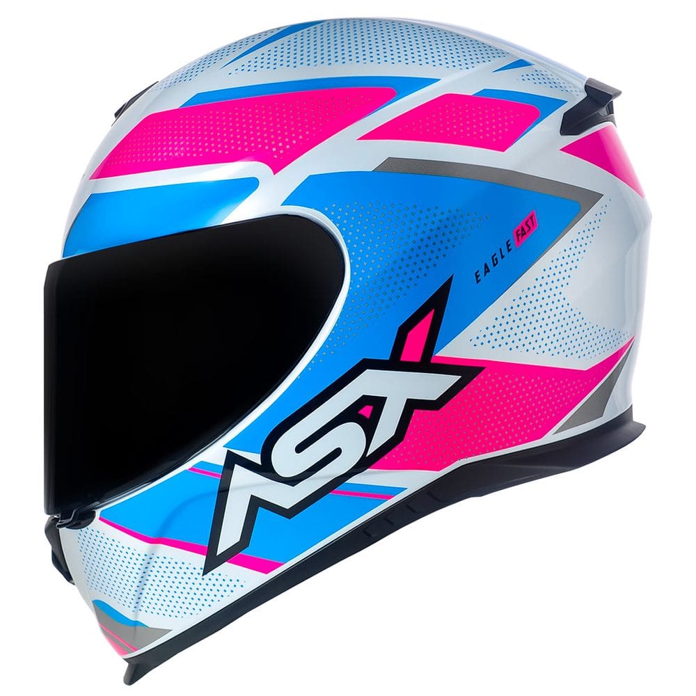 Capacete ASX Eagle Fast Brsnco Rosa e Azul