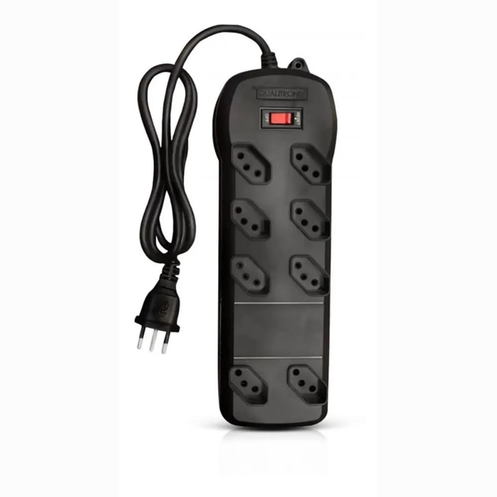 Filtro De Linha Qualitronix Qfl8 8 Tomadas Preto ( Qua-12 )