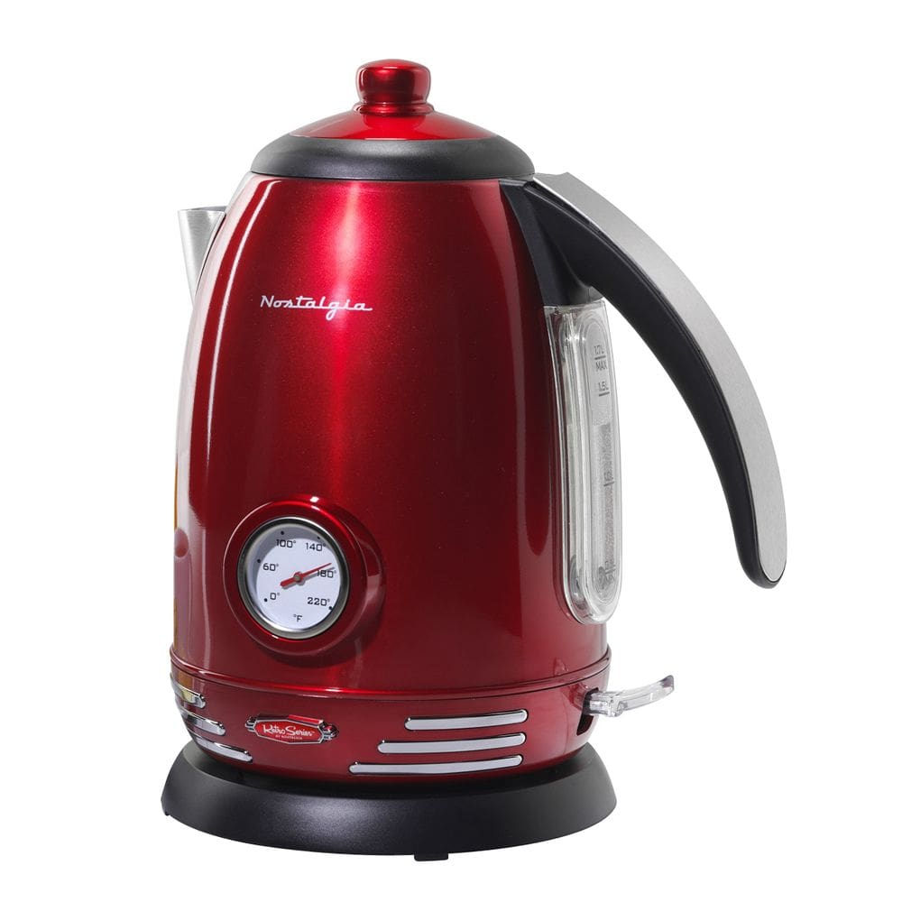 Chaleira de água elétrica Nostalgia RWK150 inoxidável 1.7L Retro Red