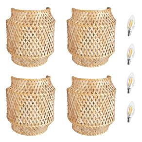 Kit 4 Arandela Fibra Natural Bambu Artesanal Quarto Nat90 +