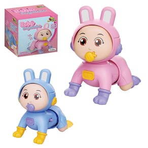 Boneca Bebê que Engatinha Crawling Baby Com Luz e Som Brinquedo Infantil