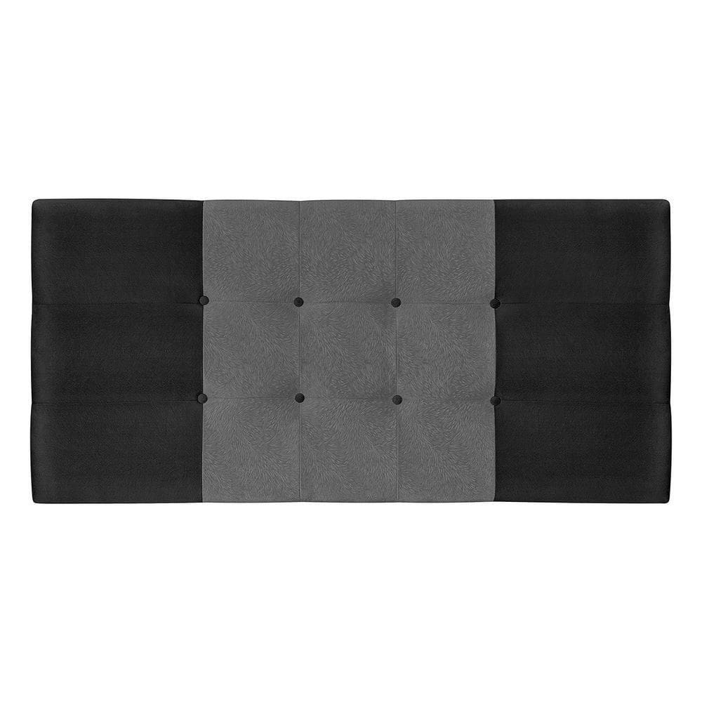 Painel Estofado Mini  164 Cm Cama Box Quarto Casal Queen Size Suede Preto/cinza