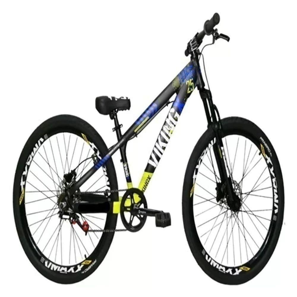 Vikingx Tuff 25 Preto Amarelo Whelling Single Freio Hidraulico Vmaxx Liso Com Suspenão Mecanica