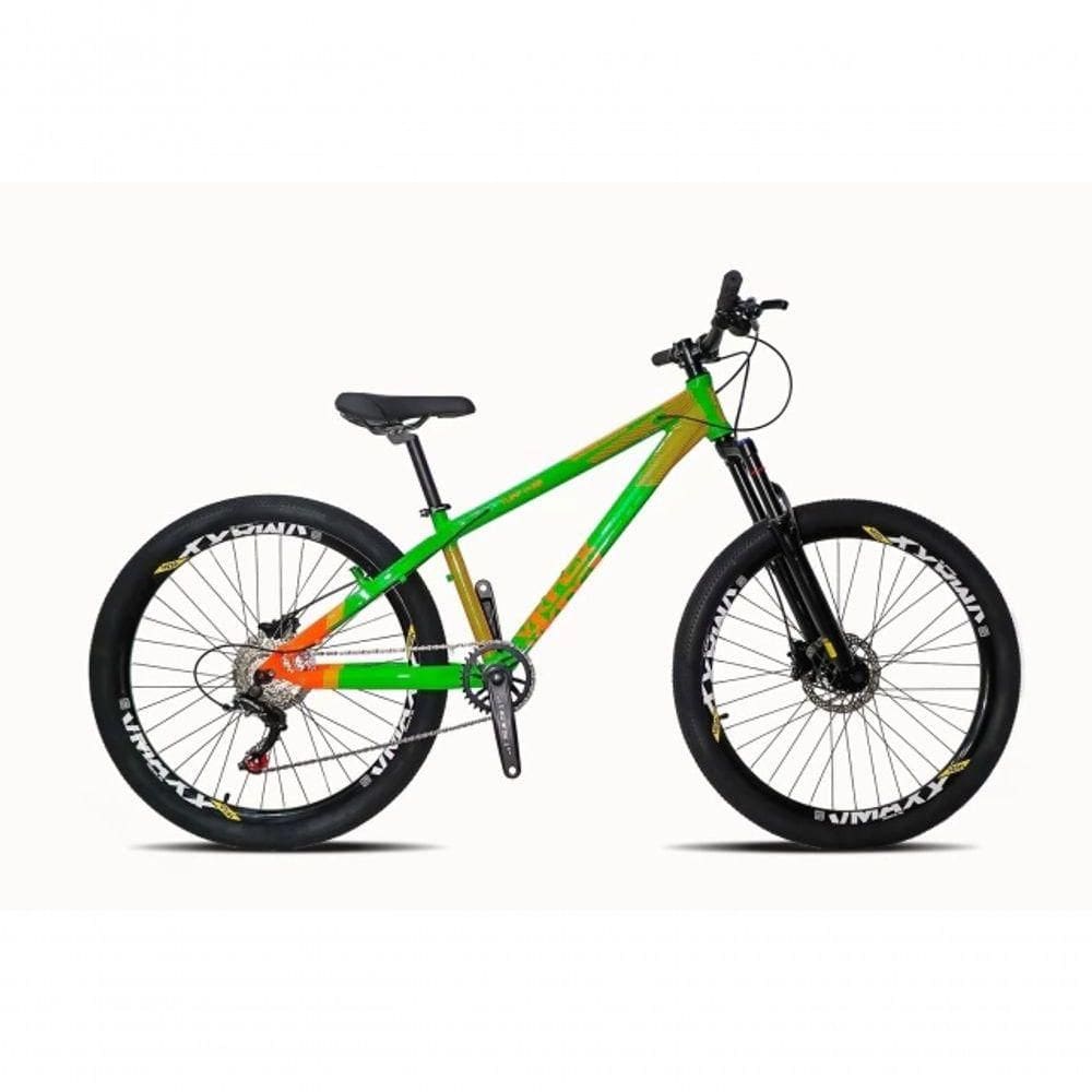 Vikingx Tuff X-35 Verde Com Laranja Whelling Single Freio Hidraulico Vmaxx Liso Com Suspenão Mecanica