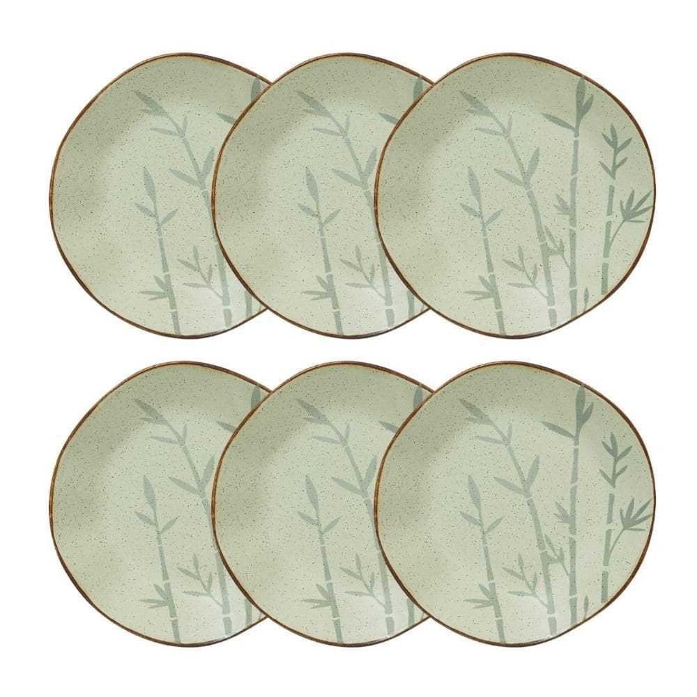 Conjunto 6 Pratos Fundo 22,5 Cm Ryo Bambu Porcelana Oxford