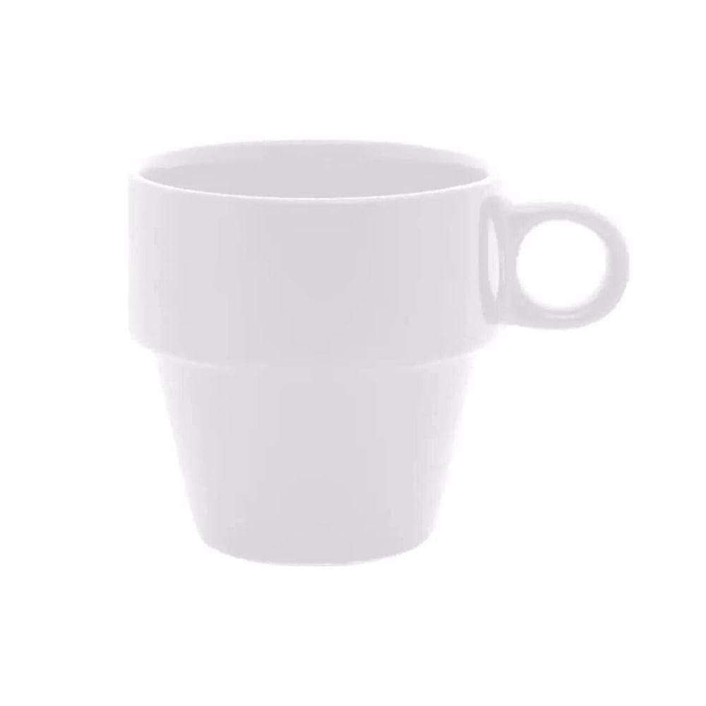 Jogo Xícaras Para Café De Porcelana 90 Ml 6 Peças Empilhavel Branca
