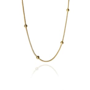 Pulseira Corrente Lisa Com Bolinhas Folheado Em Ouro 18k [f027]