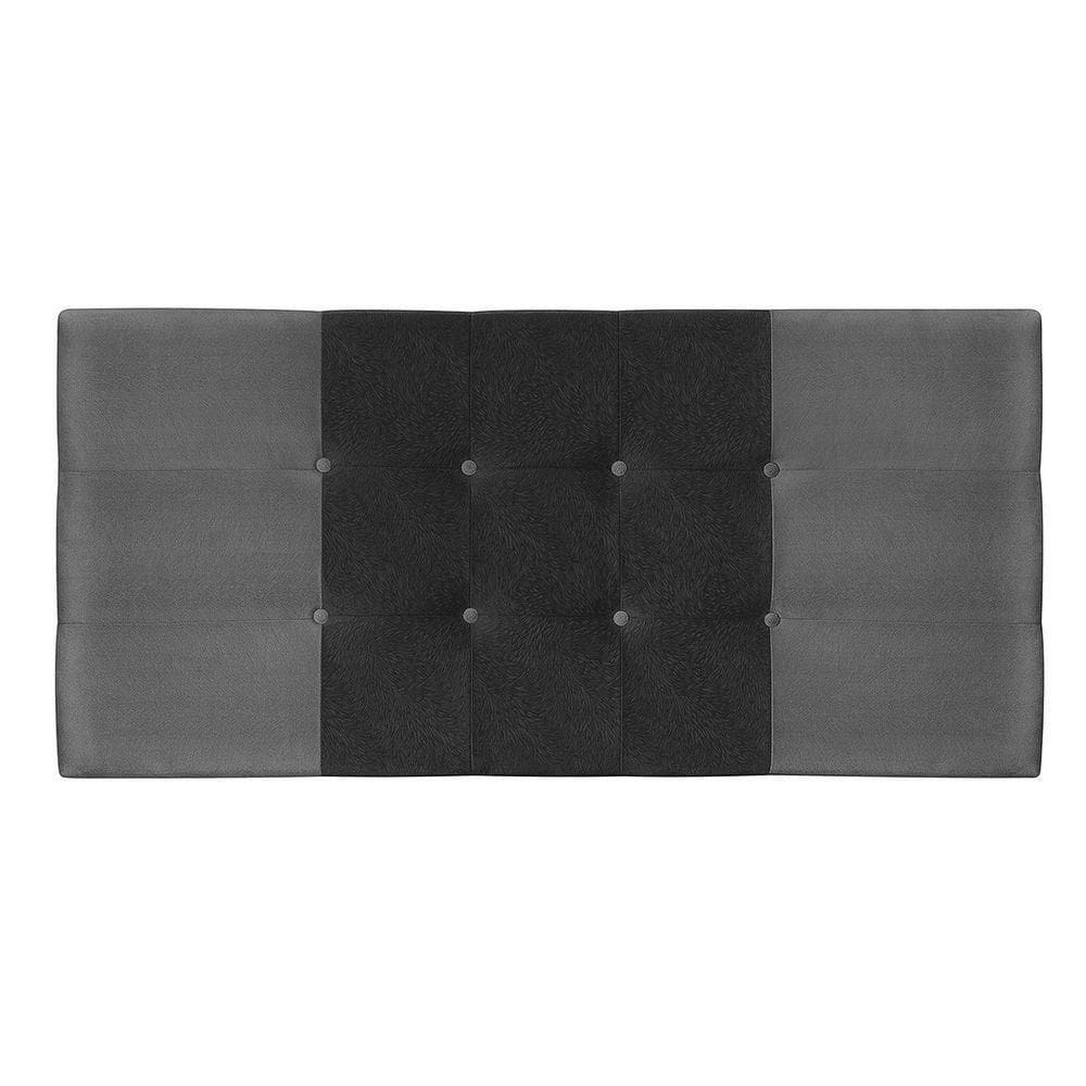 Painel Estofado Mini  94 Cm Para Cama Box Quarto Solteiro Suede Cinza/preto