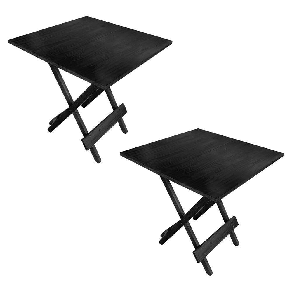 Kit 2 Mesa Dobrável 70x70cm Em Madeira Maciça Para Restaurantes E Lanchonetes Preto