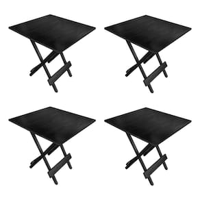 Kit 4 Mesa Dobrável 70x70cm Em Madeira Maciça Para Restaurantes E Lanchonetes Preto