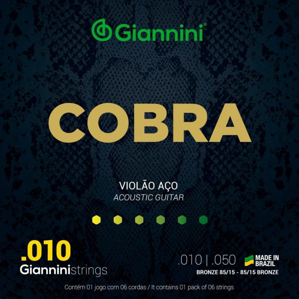 Encordoamento Violão Aço Giannini Geefle Série Cobra 010