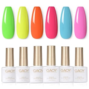 Conjunto de esmaltes em gel GAOY Neon Green Pink 6 cores 7,3 mL