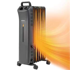 Aquecedor de radiador cheio de óleo COSTWAY 1500W com rodas de 3 níveis