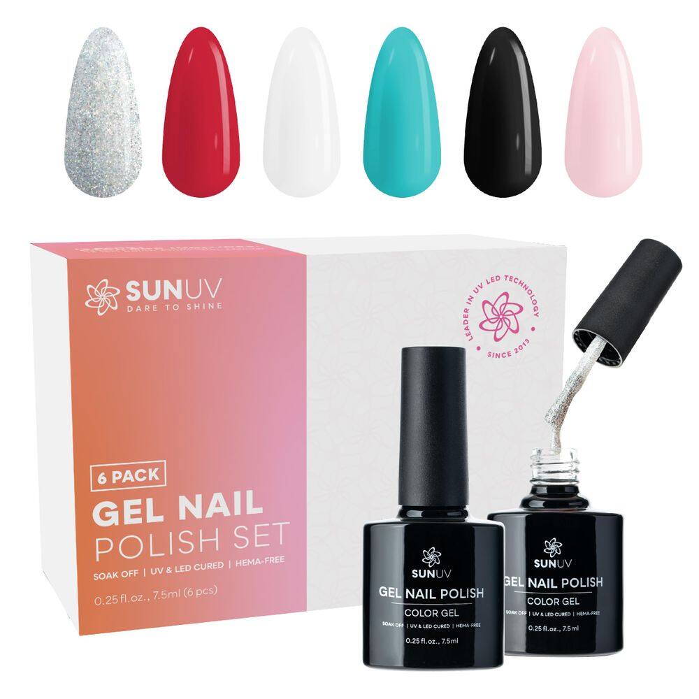Kit de esmalte de gel SUNUV Hema Free 6 cores com lâmpada UV