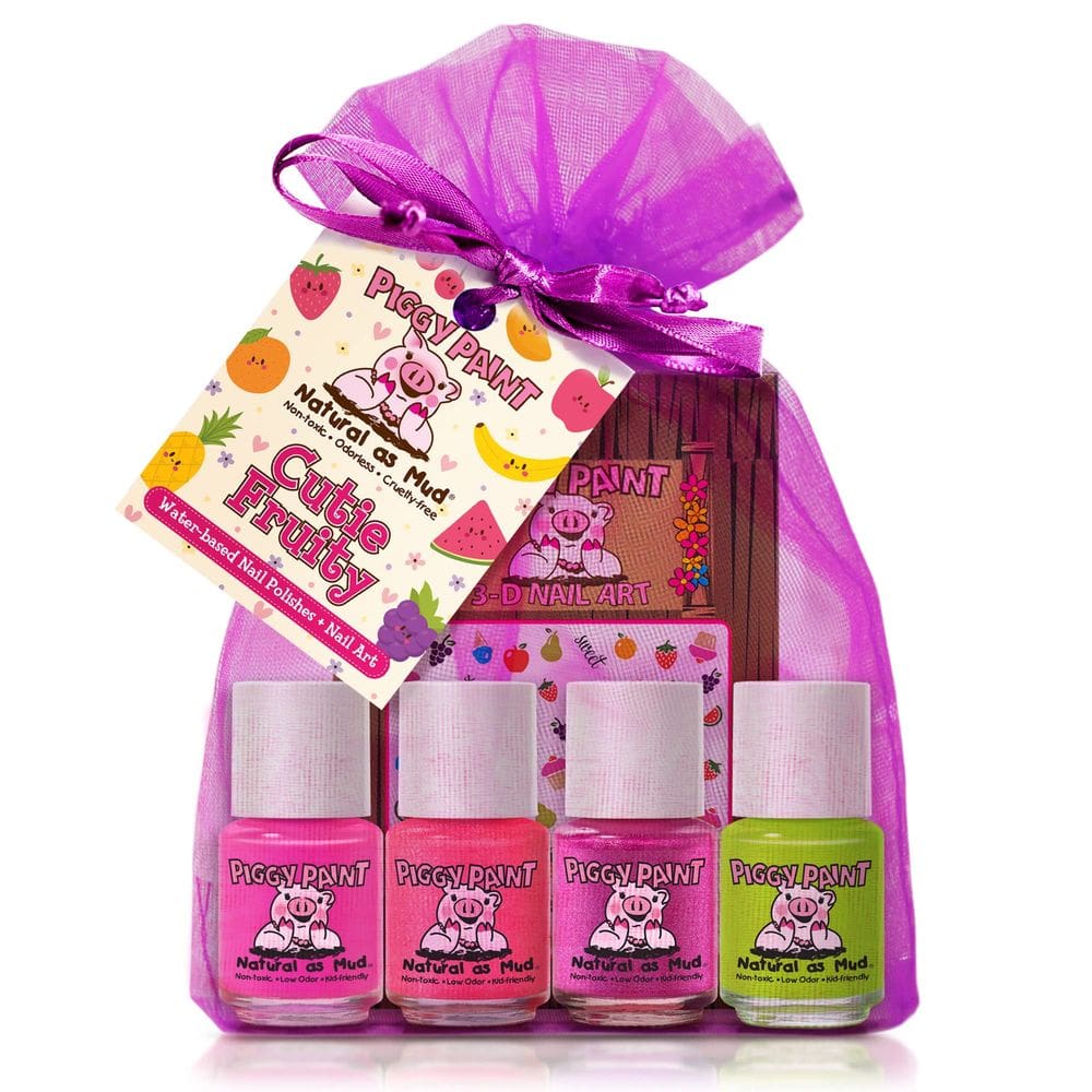 Conjunto de esmaltes Piggy Paint Cutie Fruity 7mL x4 com arte de unhas