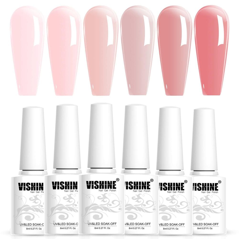 Kit de esmalte de gel para unhas Vishine Nude Sheer Milky Pink 8 mL x6