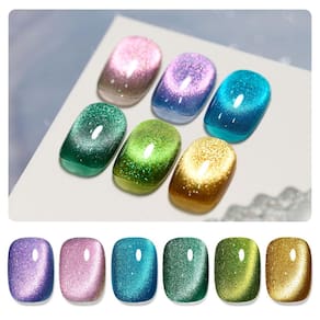 Conjunto de esmaltes GAOY Glitter Cat Eye Gel com ímã 7,3 mL x6