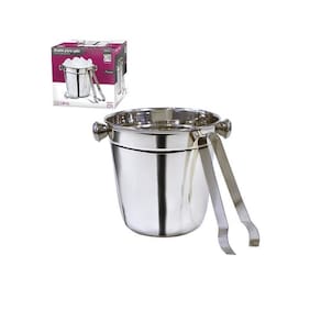 Balde De Gelo De Inox Redonda Com Alca E Pegador 1,5L