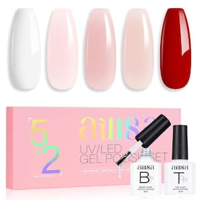 Conjunto de esmaltes em gel AILLSA Nude Pink White Red 8mL 5+2