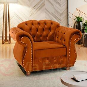 Poltrona para Sala de Estar Chest Merlô Design de Luxo Cobre