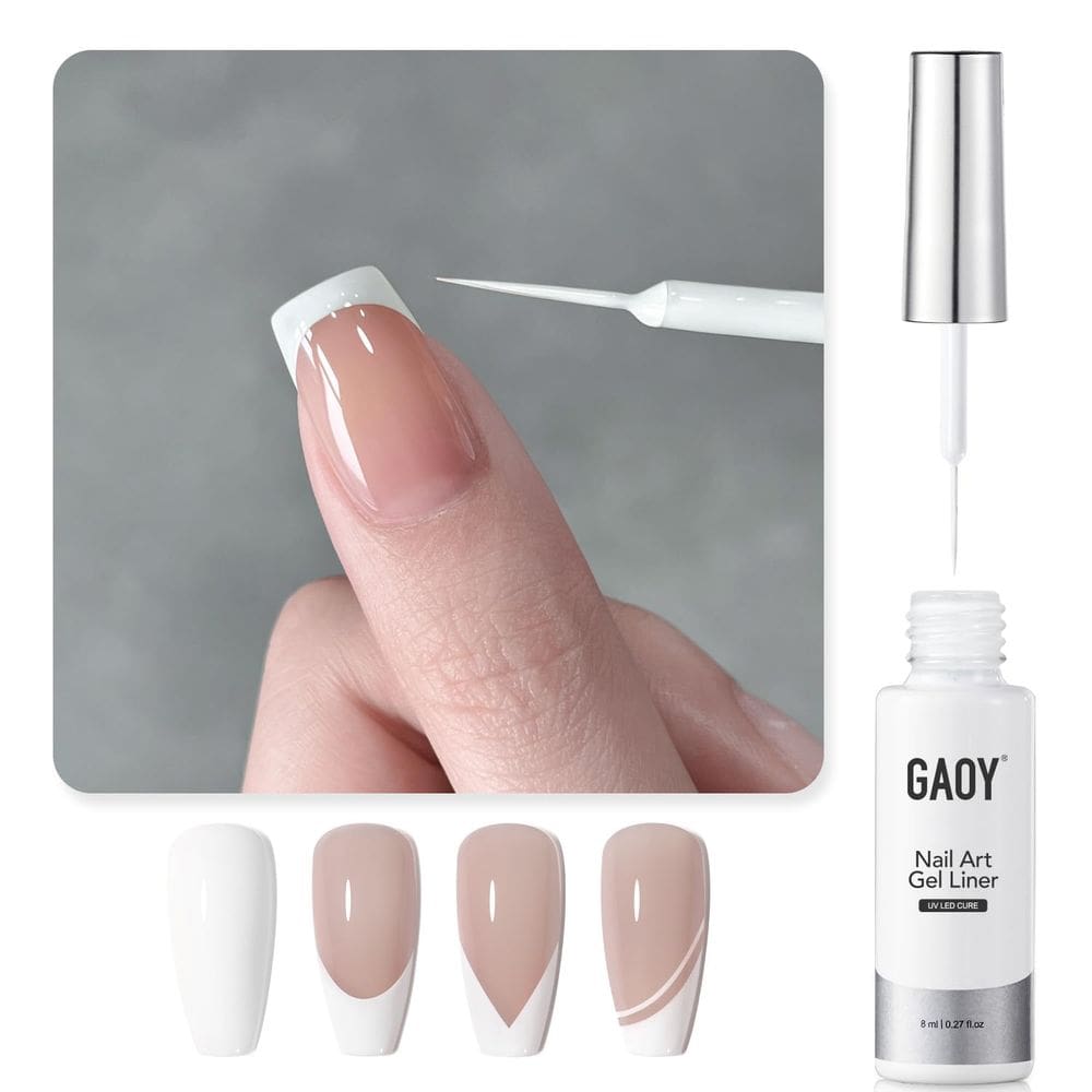 Verniz de unhas em gel GAOY White Swirl Art Liner 8 mL com pincel fino