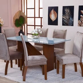 Capas Para Cadeira De Jantar 8 Unidades Suede Luxo - Avelã