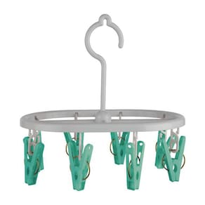 Varal Oval Mini Flash Limp 8 Prendedores - Verde 14x22x3cm