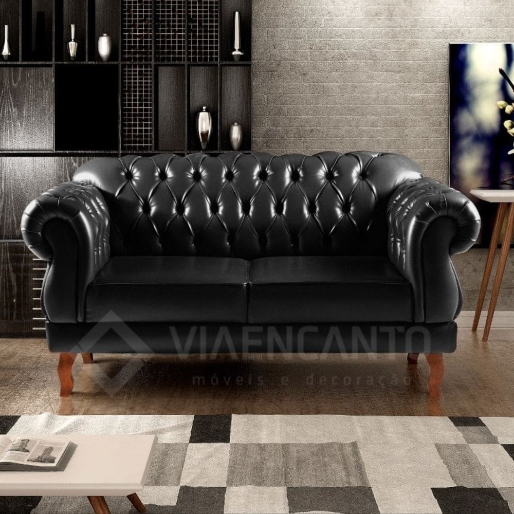 Namoradeira Chest 2 Lugares Elisabeth Courano 150cm Preto
