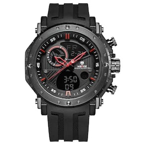Relógio Masculino Weide Anadigi Wh6903 - Preto E Vermelho