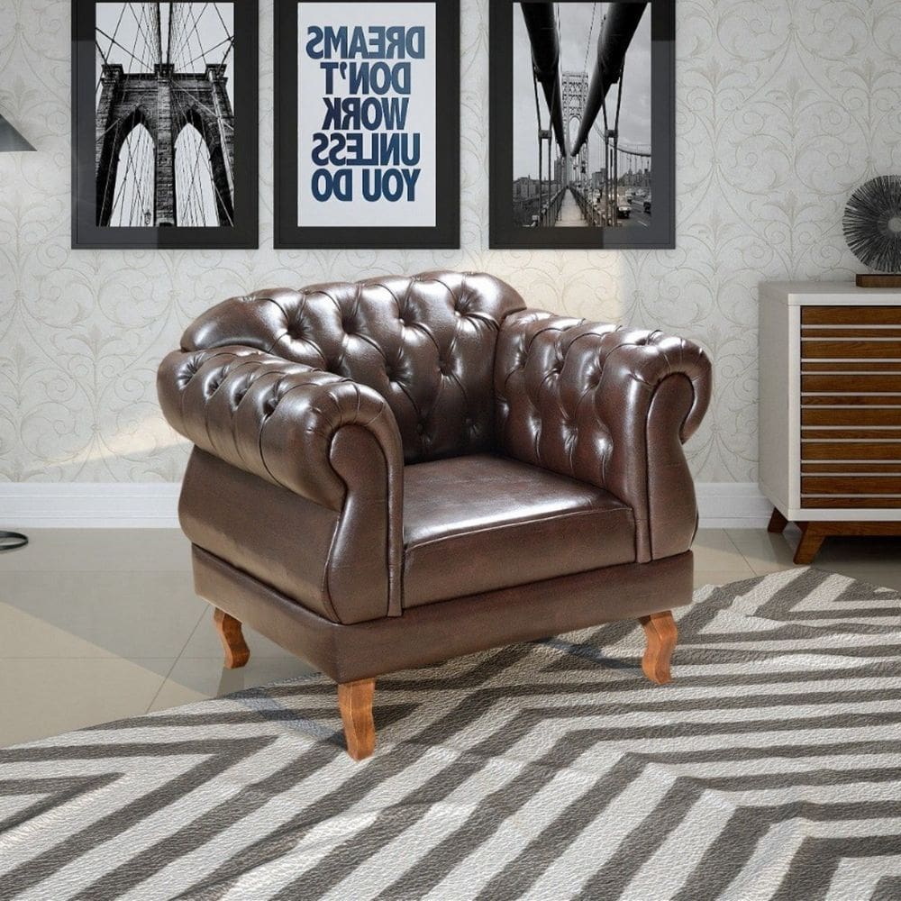 Poltrona Chest Elisabeth Design de Luxo Marrom