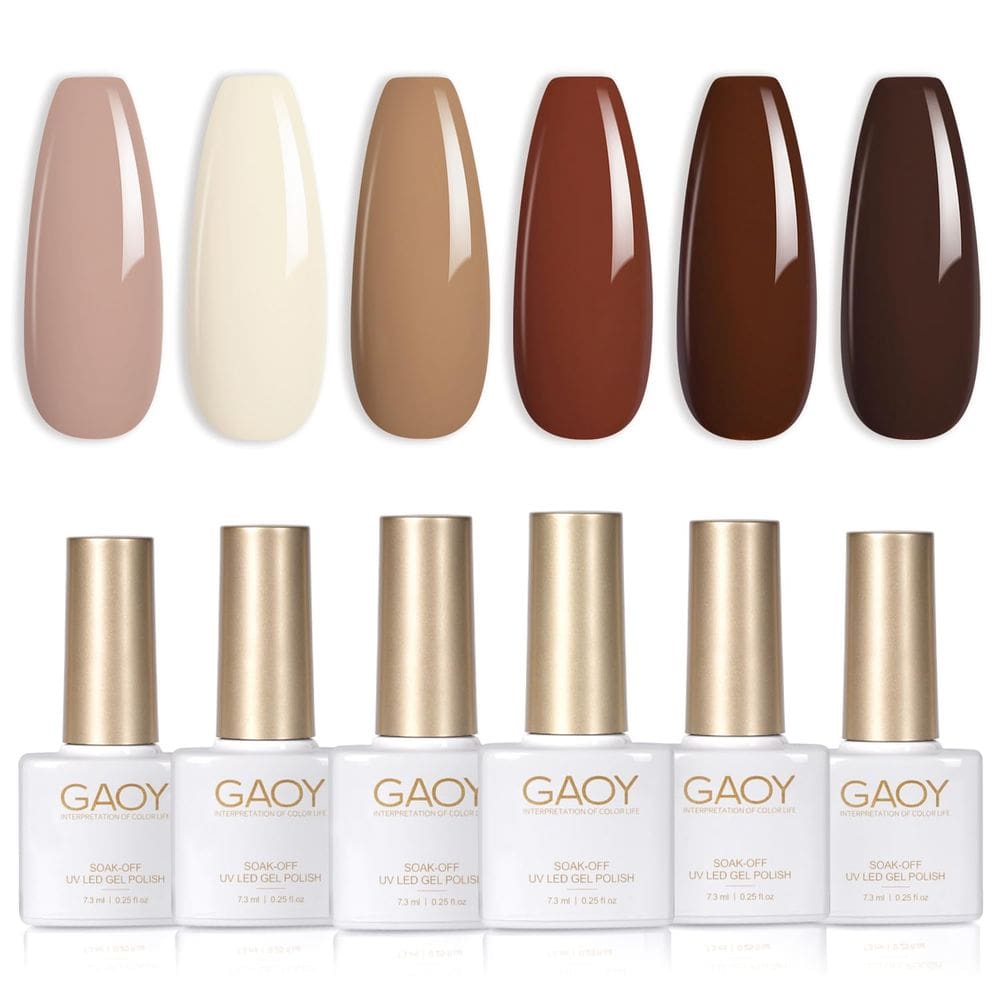 Conjunto de esmaltes em gel GAOY Nude Brown Fall 6 Colors 7,3 ml