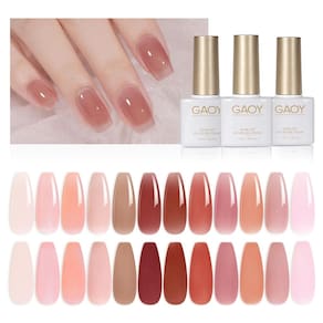 Conjunto de esmaltes GAOY Jelly Gel Sheer Nude Pink 15 unidades