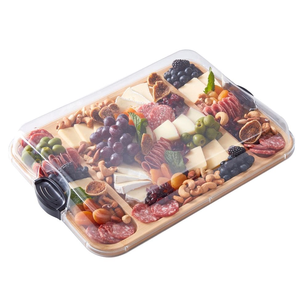 Tábua de cortar Farberware Build-a-Board com 3 compartimentos Acacia