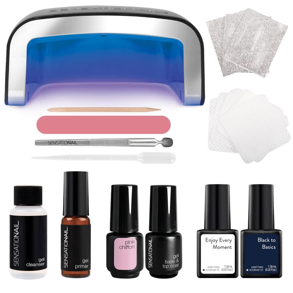 Kit inicial de esmalte em gel Sensationail com lâmpada UV e muito mais