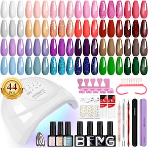 Kit de esmaltes em gel PHOENIXY com luz U V 48W 44 cores 72 efeitos