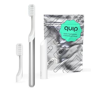 Escova de dentes elétrica Quip Sonic para adultos com temporizador prateado