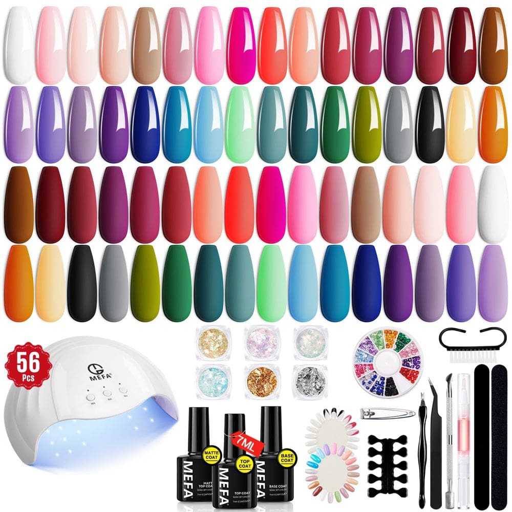 Kit de esmalte de gel MEFA 54 unidades com luz UV de 32 cores