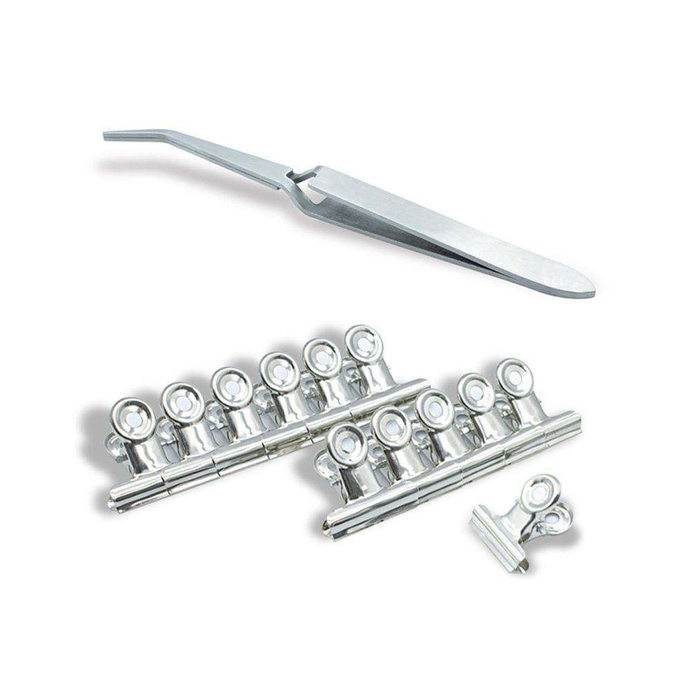 Kit Pinça Curvatura C + 12 Presilhas Unhas Gel Fibra Acrygel