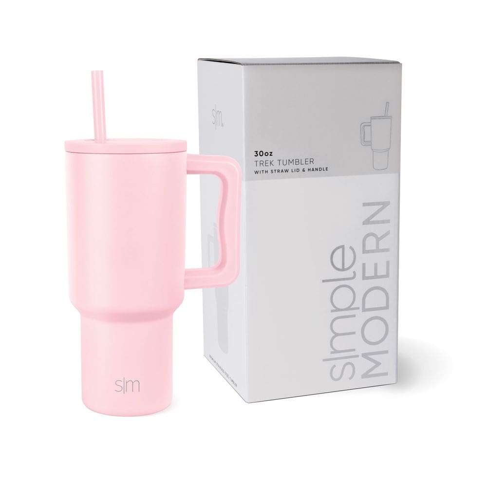Copo Simple Modern Trek 900 ml com alça, tampa de palha, aço
