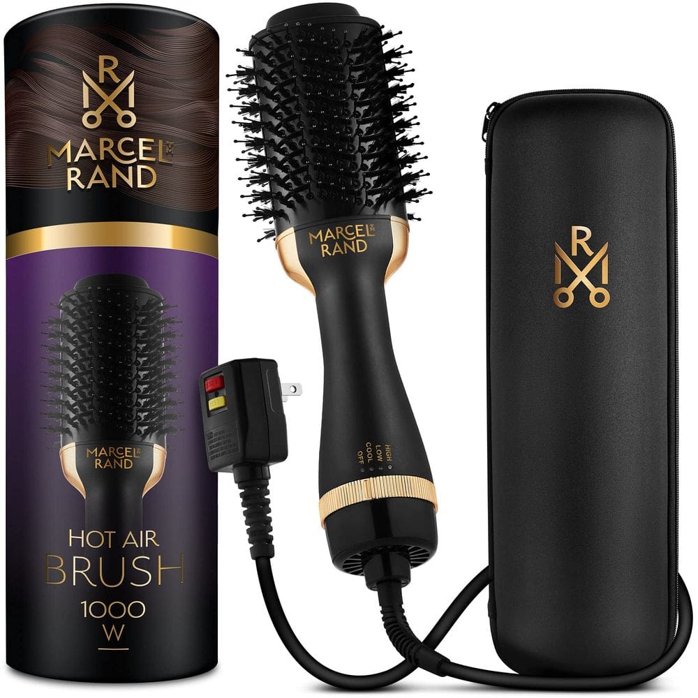 Escova para secador de cabelo Marcel Rand 2 em 1 volumizando 75 mm preta/dourada