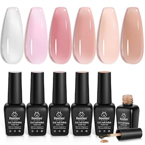 Esmalte de gel para unhas besouros Jelly 6 cores branco leitoso nude rosa