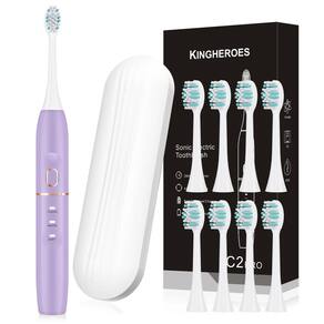 Escova de dentes elétrica kingheroes C2PRO com 8 cabeças de escova e estojo