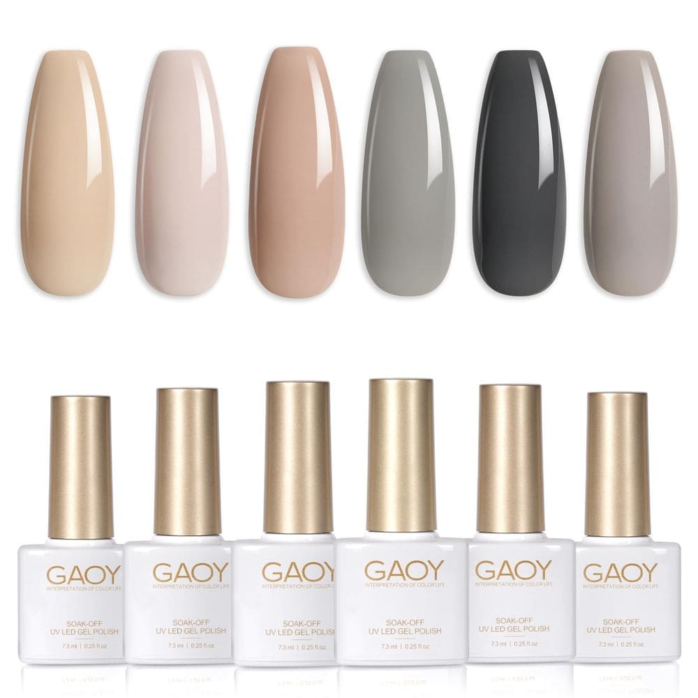 Conjunto de esmaltes de gel GAOY Grey 6 cores nude, marrom, bege