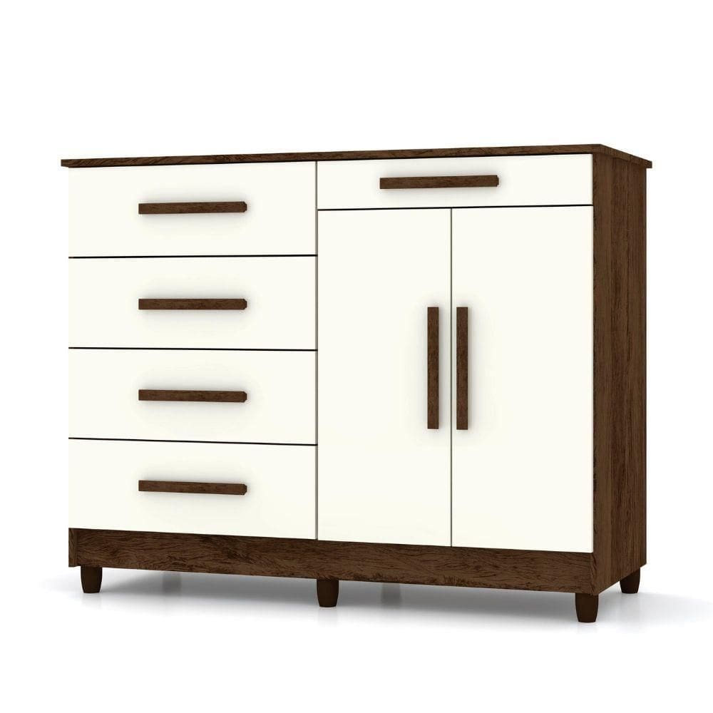 Cômoda Sapateira Sirius 2 Portas 5 Gavetas Cor:imbuia Champanhe
