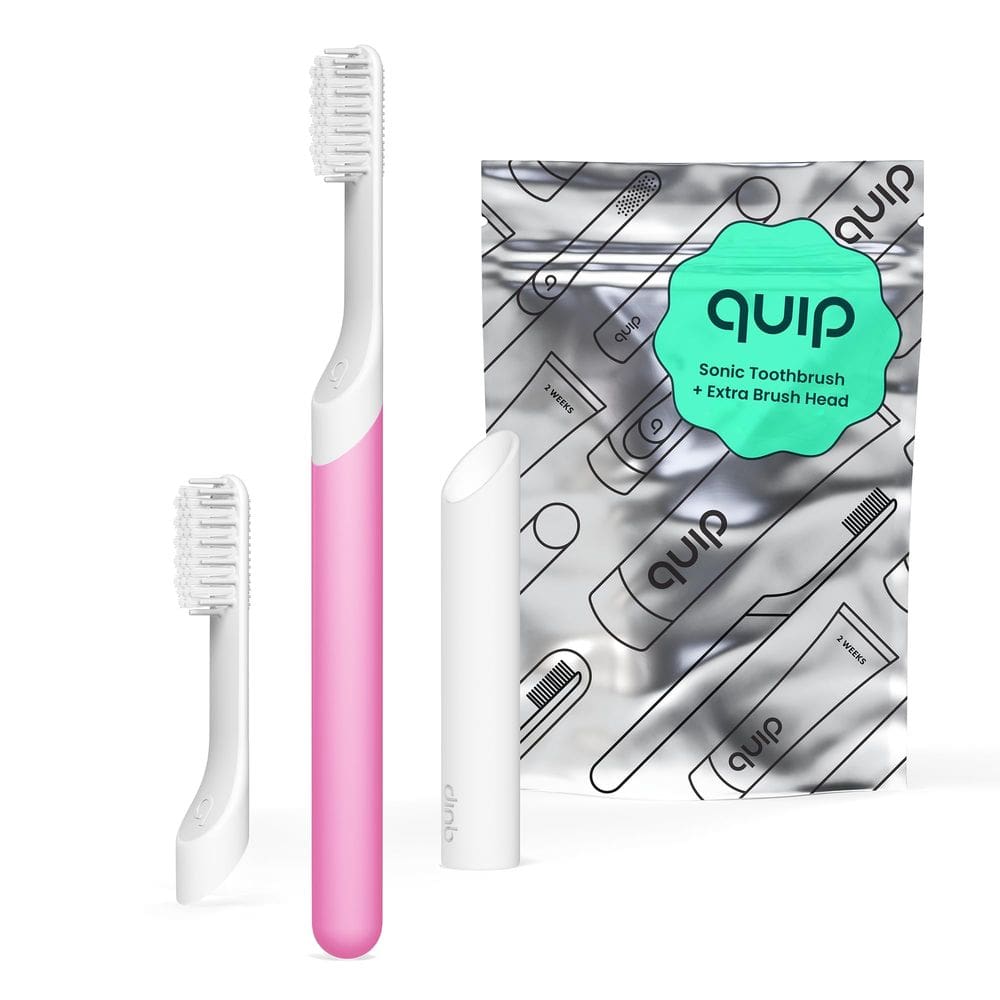 Escova de dentes elétrica Quip Sonic para adultos com temporizador magenta