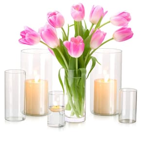 Conjunto de castiçais Glasseam Glass Hurricane Candle Holder x6