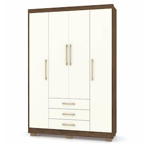 Guarda Roupa Espanha 4 Portas Imbuia Champanhe Vila Rica